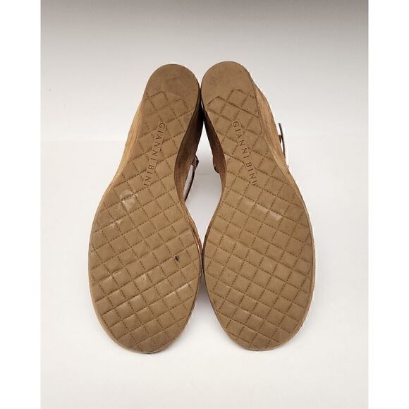 Gianni Bini Wedge Sandals Womens Brown Leather Strappy Slingback 10M - Picture 3 of 10